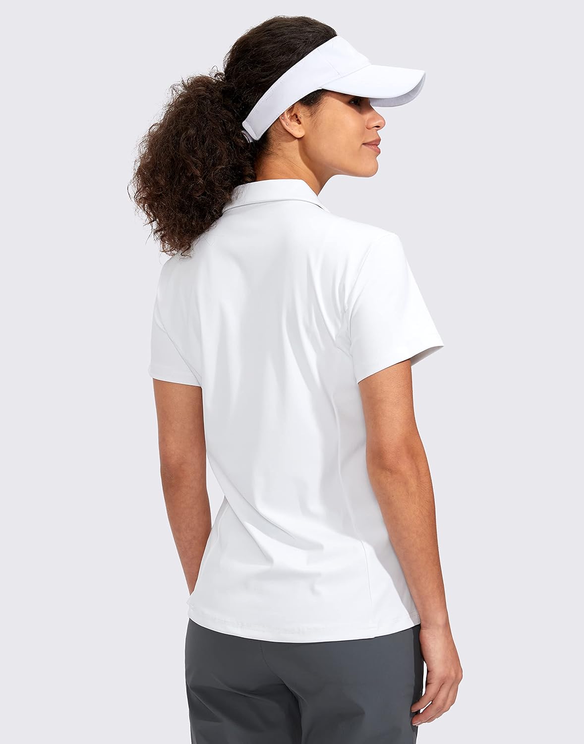 Viodia Women's Golf Shirt Short Sleeve with Zip Up Quick Dry Stretch Tennis Collared Polo Shirts for Women Golf Clothes - Image 2