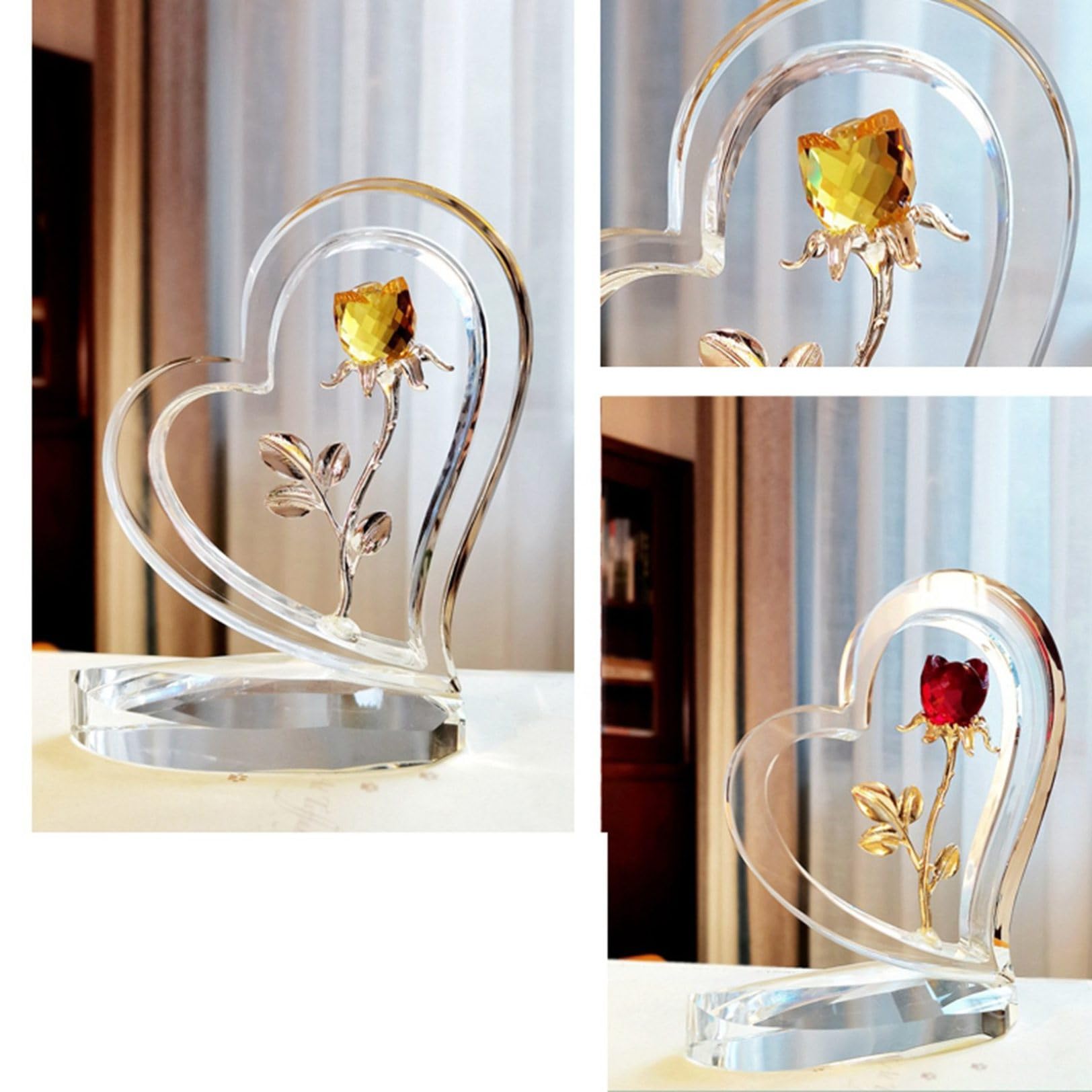 Amazon.co.jp: k9クリスタル 水晶造花 ハート 薔薇 バラ ローズ