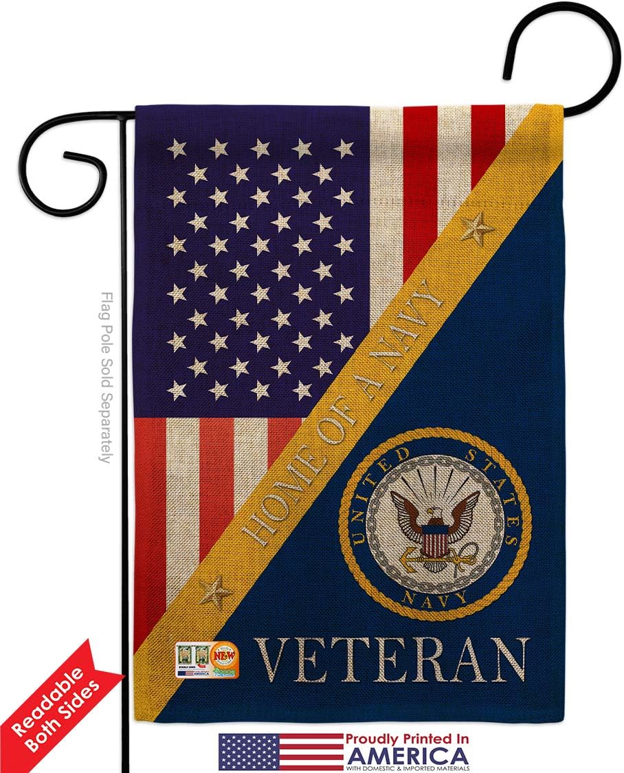 Navy Home of Burlap Garden Flag Armed Forces USN Seabee United State American Military Veteran Retire Official Small Decorative Gift Yard House Banner Double-Sided Made In USA 13 X 18.5