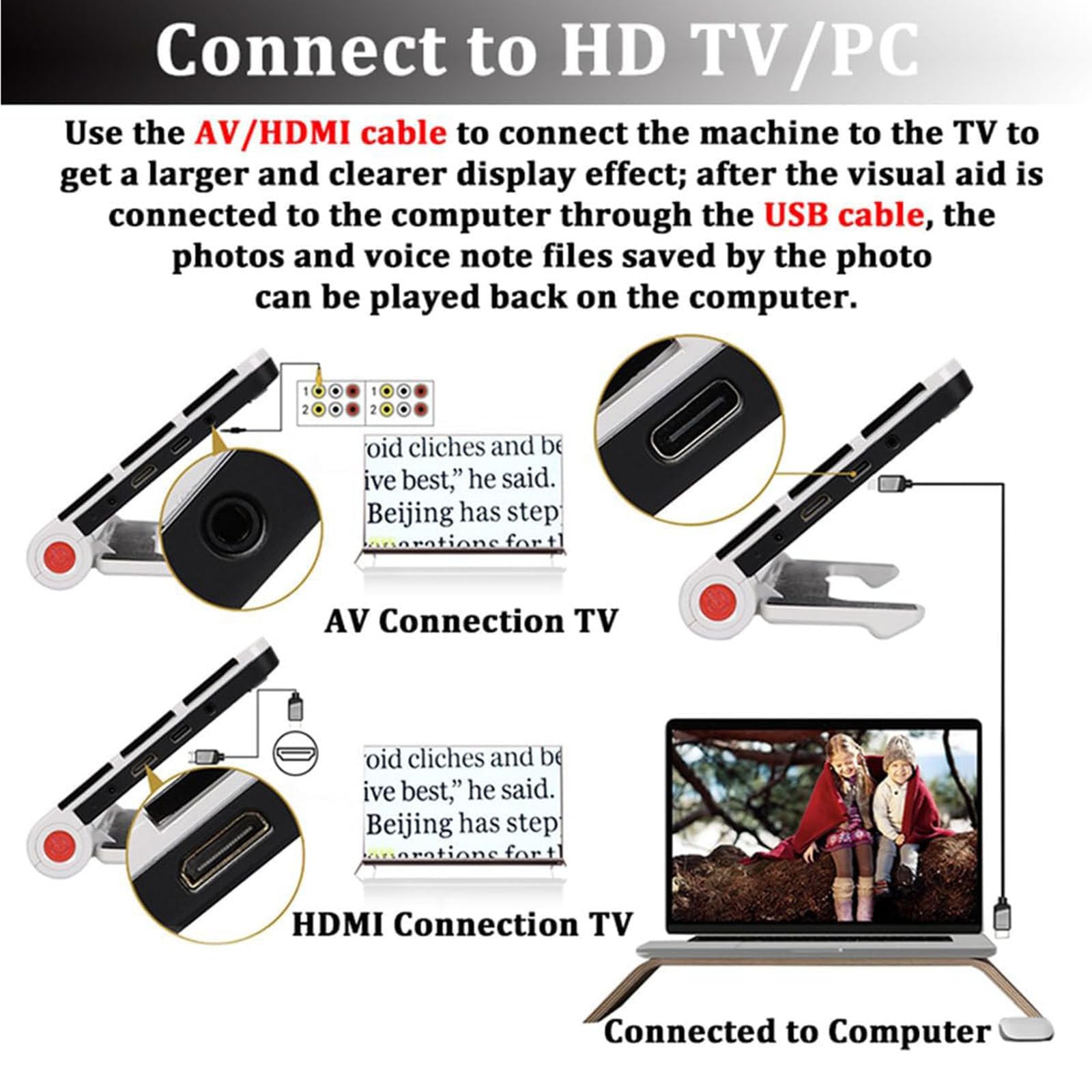 Lupa digital de mano con cámara de 5 MP, zoom 2X-32X, ideal para leer impresiones pequeñas y ayudar a personas mayores con baja visión
