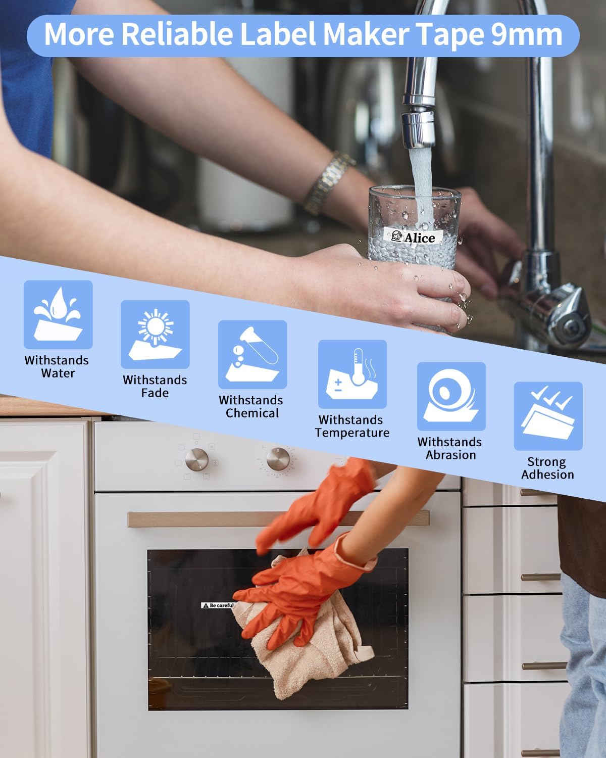 TZe-221 Replacement for Brother P Touch Label Maker Tape 9mm TZ Tape 9mm 0.35 Laminated White TZe221 for Ptouch PT-D210 D200 D220 H110 D400 D600 PT1290, 3/8 Inch, 4-Packs - Image 4