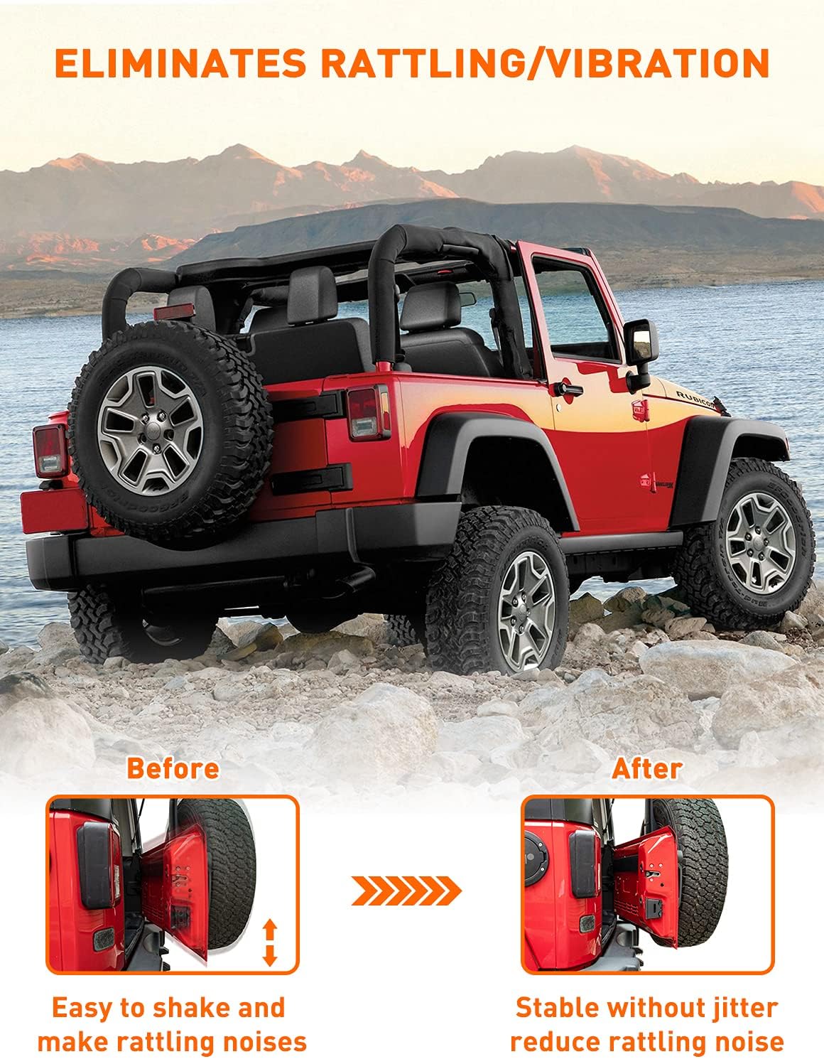 Savadicar TL01 Tailgate Limiter, Aluminum Alloy Rear Trunk Door Latch, Tail Gate Stopper for 2007-2018 Jeep Wrangler JK JKU 2-Door & 4 Door, Tailgate Replacement Accessories, Black, 1 PCs