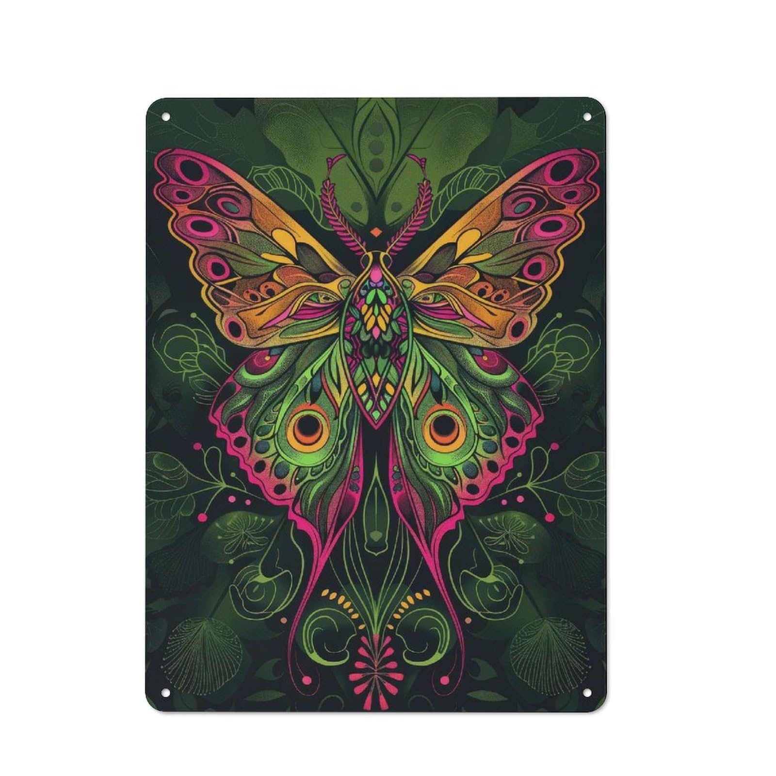 Junmoney Style-1 Neon Art Nouveau Moth Retro Tin Sign 40X30cm For Café Or Restaurant, Housewarming Wall Decor For People Furnishing Café And Restaurant