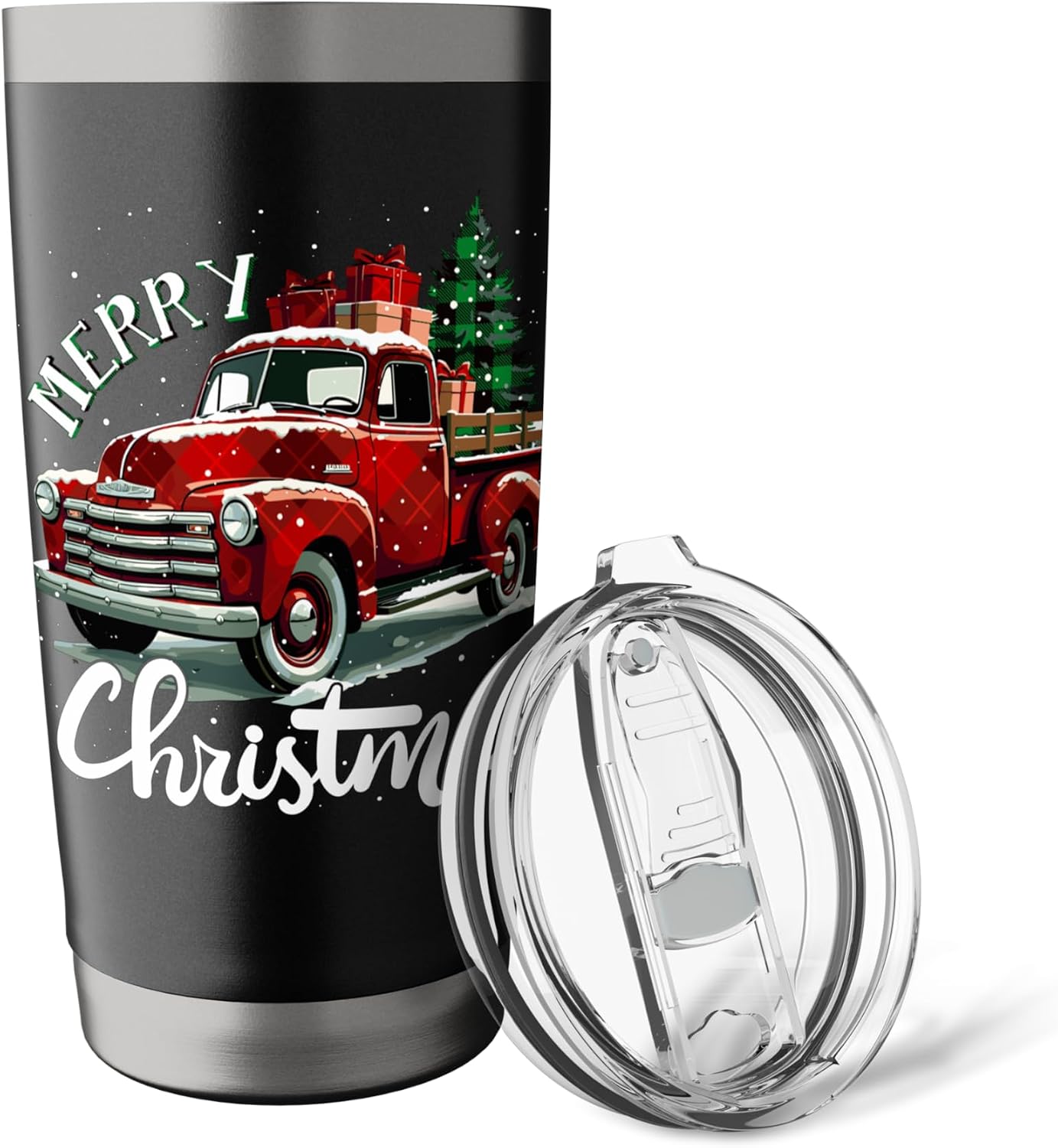 Vintage Style Farm Red Truck with Christmas Tree Stainless Steel Insulated Tumbler