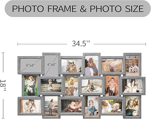 Miniatura 6 de HELLO LAURA - Marco de fotos de 4 x 6 pulgadas con collage y 18 espacios para pared - Gran marco de fotos con collage para decoración de pared en