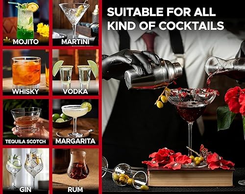 Miniatura 7 de Kit de camarero de 26 piezas con soporte acrílico, juego de coctelera de primera calidad con herramientas y accesorios de mixología, juego de bar