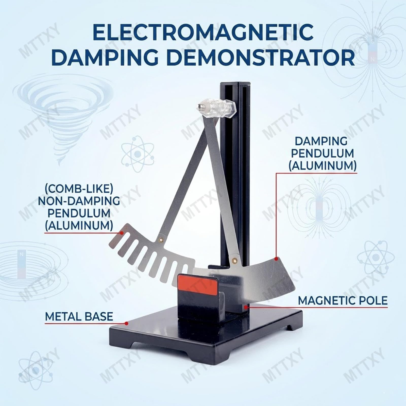 Demostrador de Amortiguamiento Electromagnético, Kit de Experimentos de Física para Corrientes de Foucault y Ley de Lenz, Instrumento de Enseñanza con Péndulo e Imanes para Laboratorio