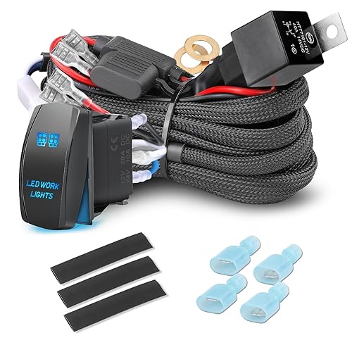 Arnés de cableado de 2 conductores, kit de arnés de cableado de luces antiniebla de 12 V para barra de luz LED, luces de trabajo, luces de