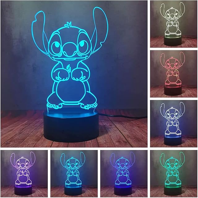 Stitch Light, Stitch Gifts - 3D LED Intelligent Remote Control Stitch Lamp 16 Color Light for Christmas Children's Room Decoration Holiday Gifts