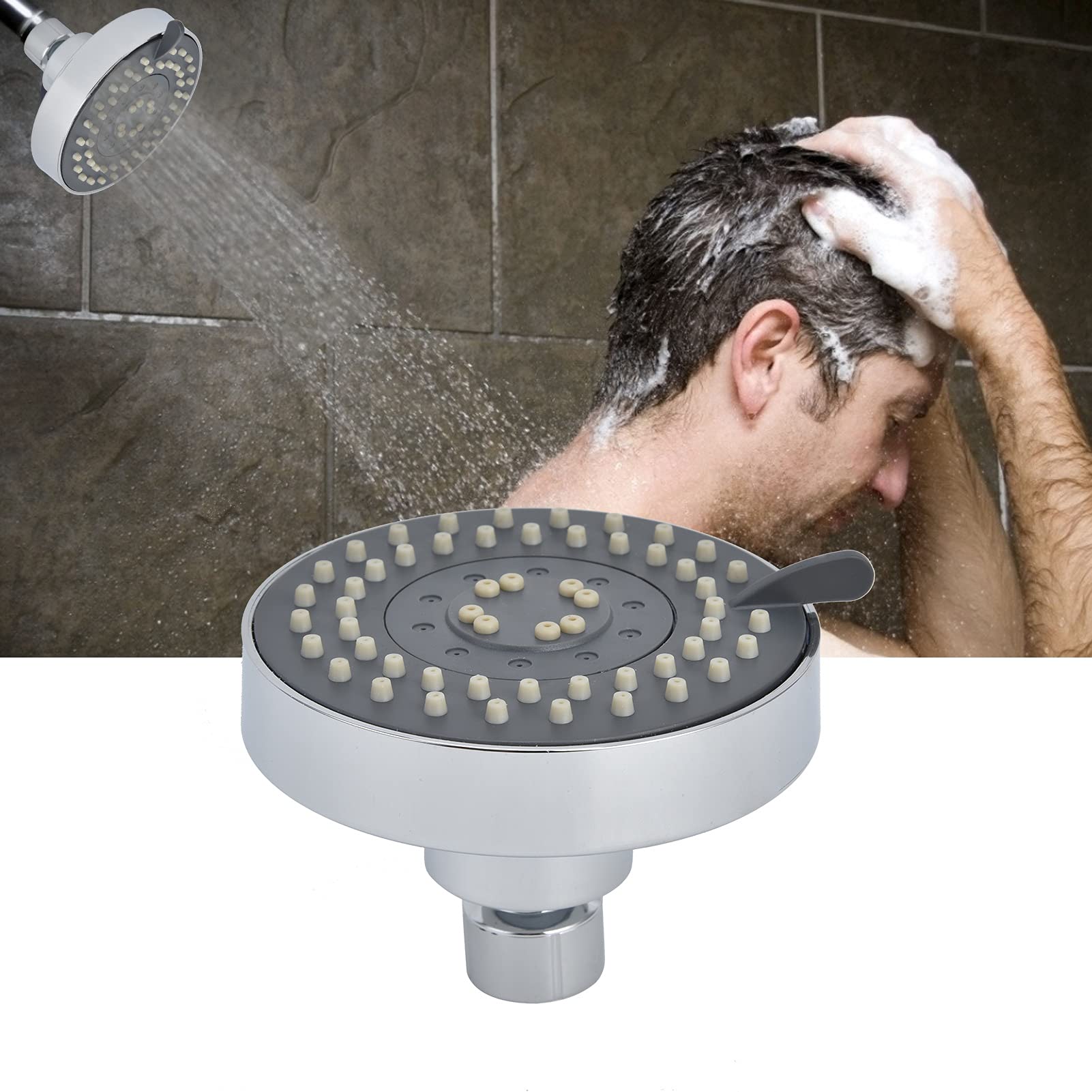 Rociador Ducha Alta Presión Lluvia Modern Look 3 Funciones Antiobstrucción