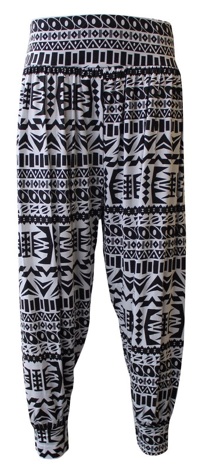Crazy Girls Girls Aztec Print Crazy Womens Hareem Trouser Ladies Plain Baggy Harem Ali Baba Casual Pants (Medium Long, )