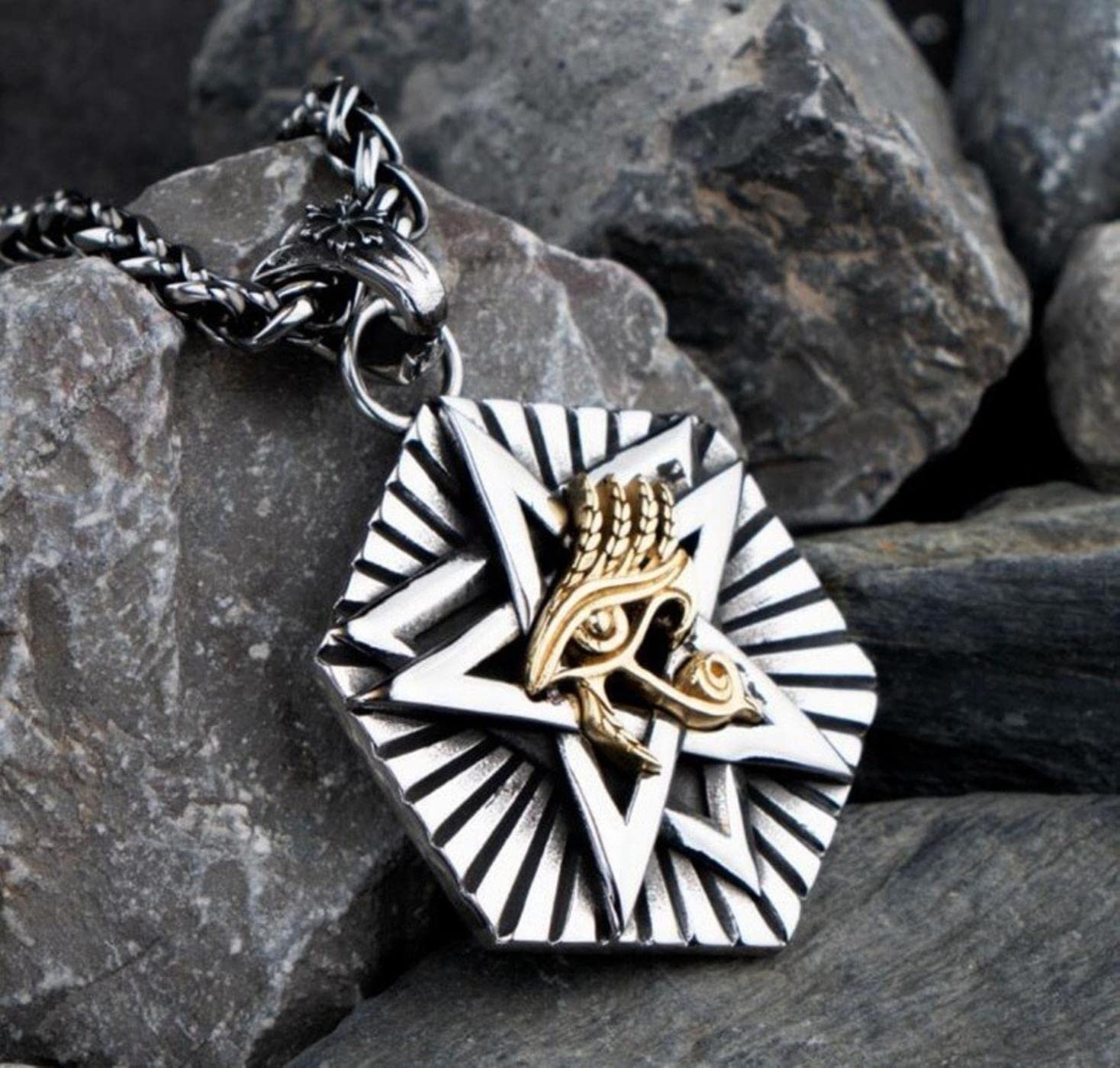 Religia Starożytny Egipt Oko Horusa Pentagram Wisiorek Naszyjnik dla mężczyzn Kobiety Punk Amulet Biżuteria Prezent