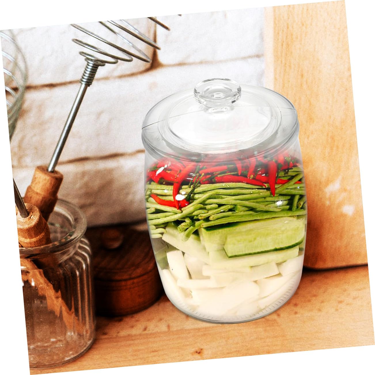POPETPOP Barattolo Ermetico in Vetro Trasparente per Sottaceti e Biscotti con Sigillato Contenitore Riutilizzabile per Uso Quotidiano e Fermentazione Domestica