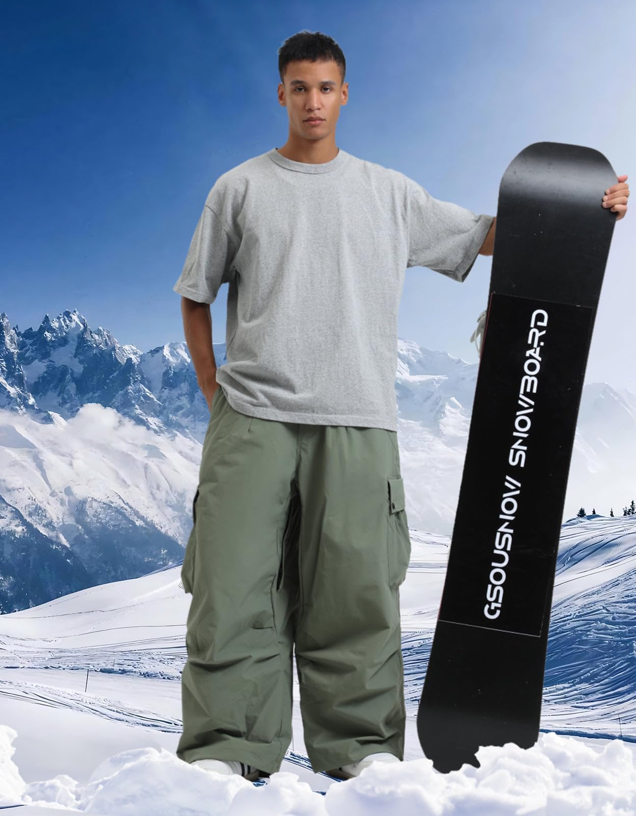 GSOU SNOW Herren Damen Skihose Super Baggy Snowboardhose Oversize Schneehose Snowboard Hose Ski Hose für Männer Frauen - Wasserdicht Winddicht Atmungsaktiv Warm