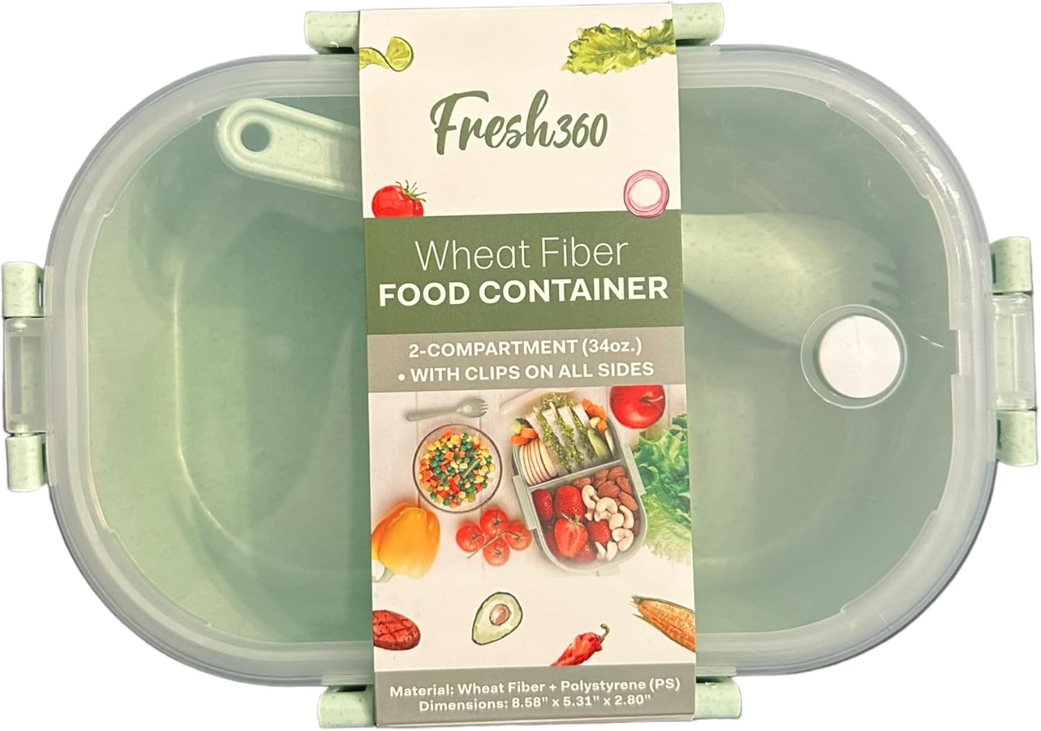 Amazon.com: FRESH360 WHEAT FIBER FOOD CONTAINER, Small, Light Green ...