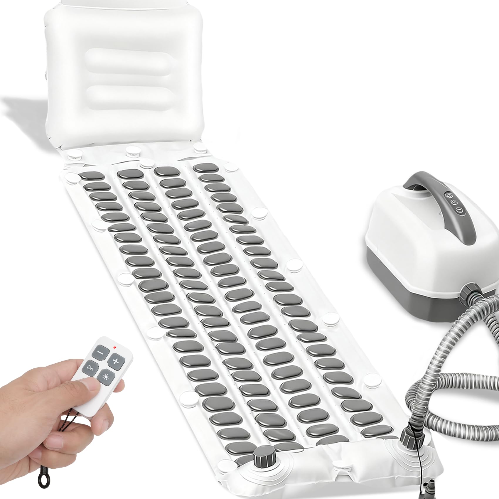 Massaggiatore portatile per vasca da bagno con bolle, tappetino per vasca da bagno con telecomando, regolabile a 6 velocità, tappetino da bagno con potente ventosa, cuscino, tappetino per vasca da