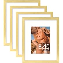 Vittanly 8x10 Picture Frames Set of 4, for Wall or Tabletop Display, Gold