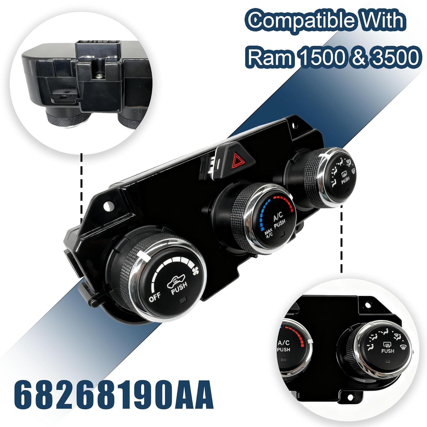 Compatible with Temperature Control Climate AC Heat Panel Compatible with Dodge Ram 1500 2014-2018/1500 Classic 2019-2024/2500 3500 2014-2018 - Replaces 68268190AA, 68186217AD, 68236776AB