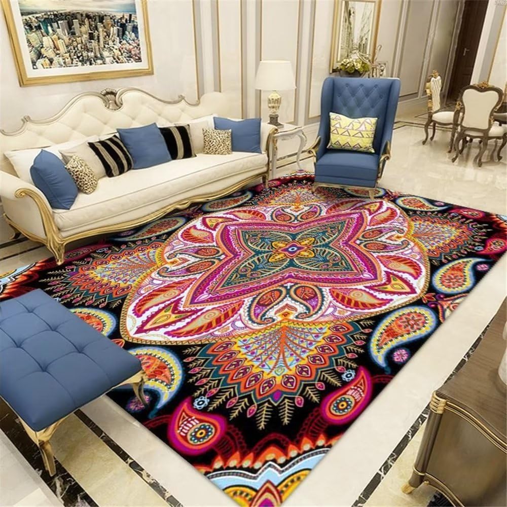 Tapis de salon rouge floral pour créer un coin lecture cosy sur le balcon extérieur