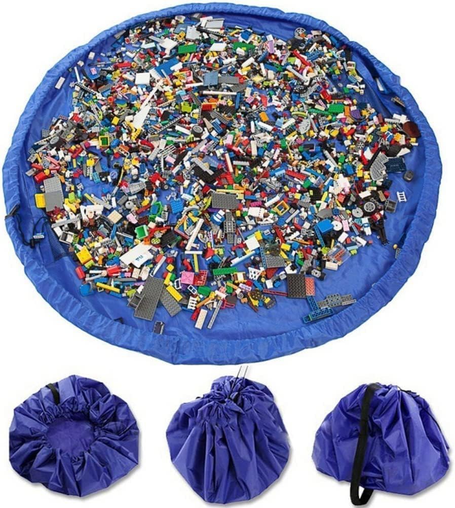 Virtual Kart® Toy Storage Organizer Bag 150cm Large Storage Bag for Toys Children's Playroom Organizer Toddler Toys Portable & Foldable Play Mat - Nursery Organizer and Play Area Solution (Blue)