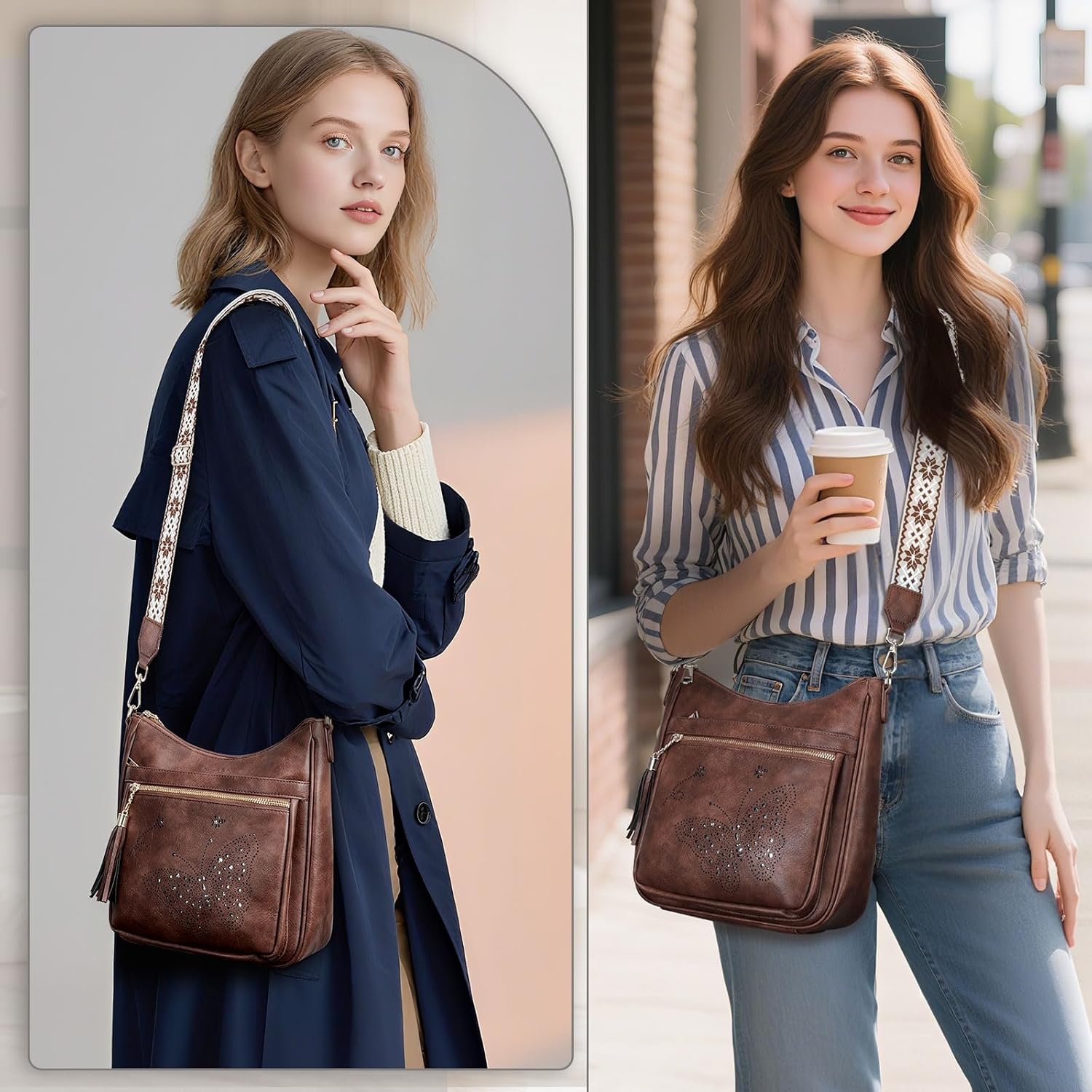 Medium Crossbody Bags for Women Trendy, Women's Butterfly Shoulder Handbags with Tassel - Image 2