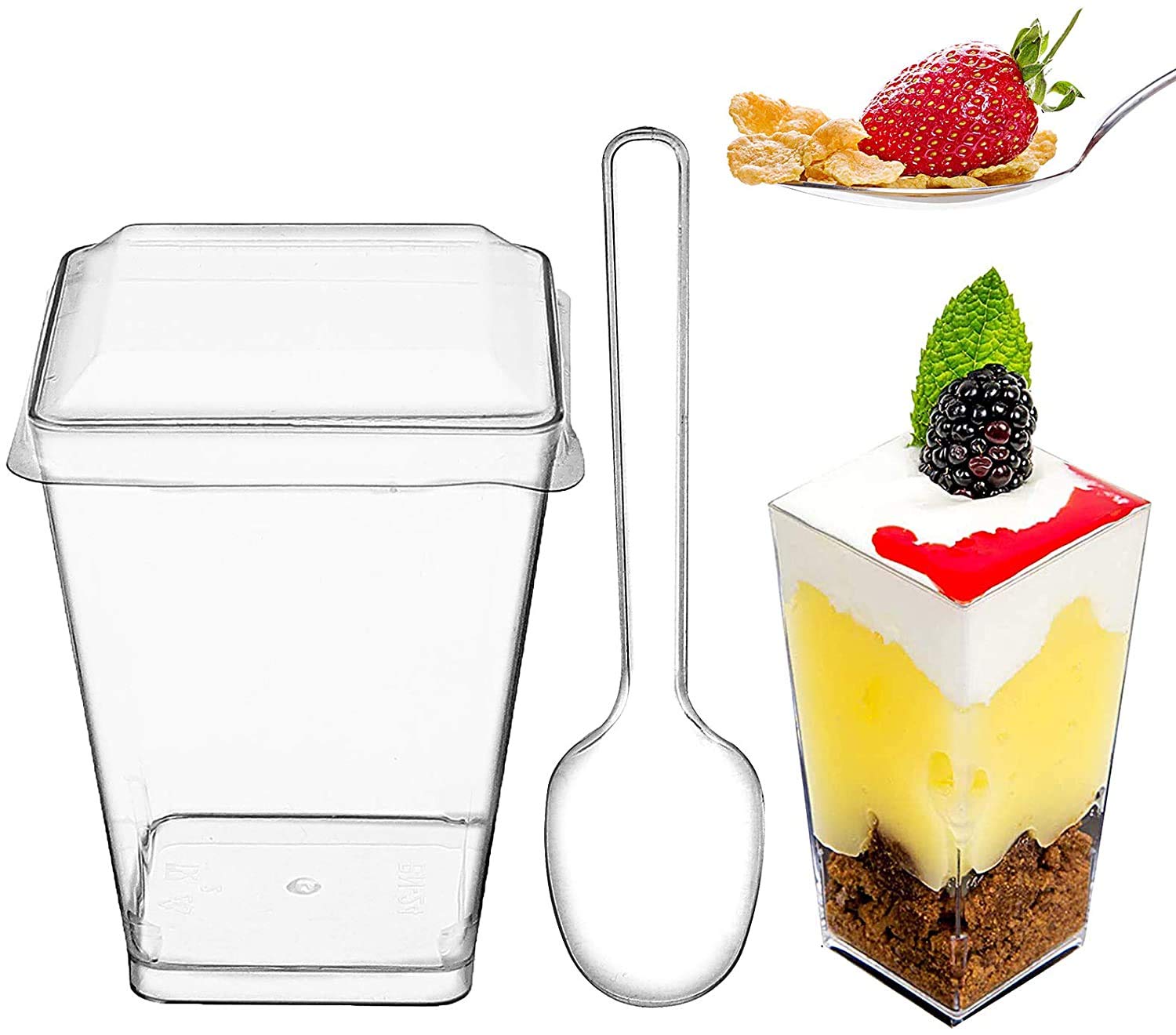 Buy WayJaneDTP 100Pcs Disposable Plastic Dessert Cups, Heavy Duty