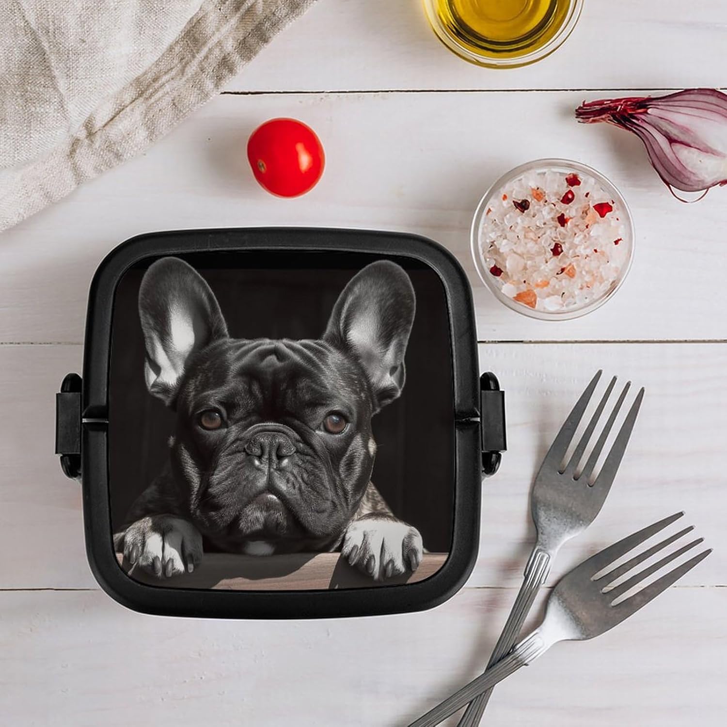Adults Lunch Box Adult Bento Box Stackable Bento Box BPA-Free French Bulld Lunch Box Food Container Ideal for Meal Prep, Work, And On The Go