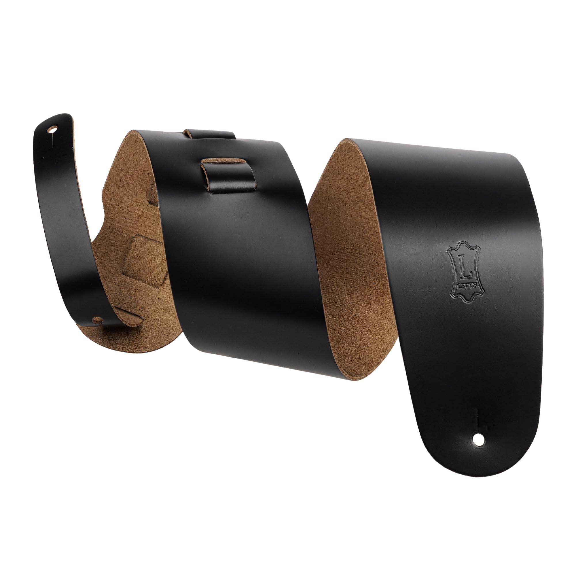 Levy's M4?BLK 3.5-inch Leather Bass Guitar Strap ? Black
