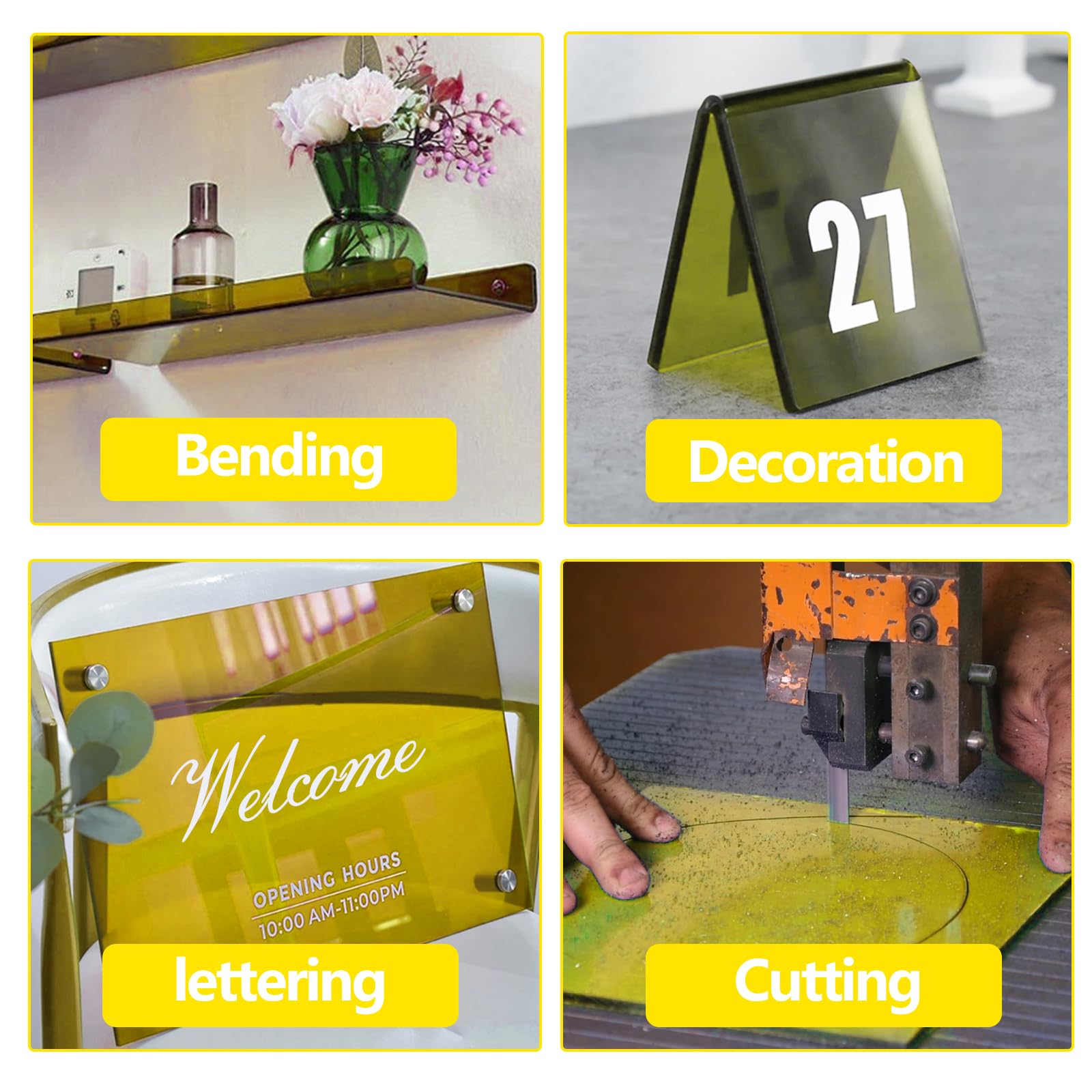 Yellow Acrylic Sheets - 3 Pack | DIY Crafting -3