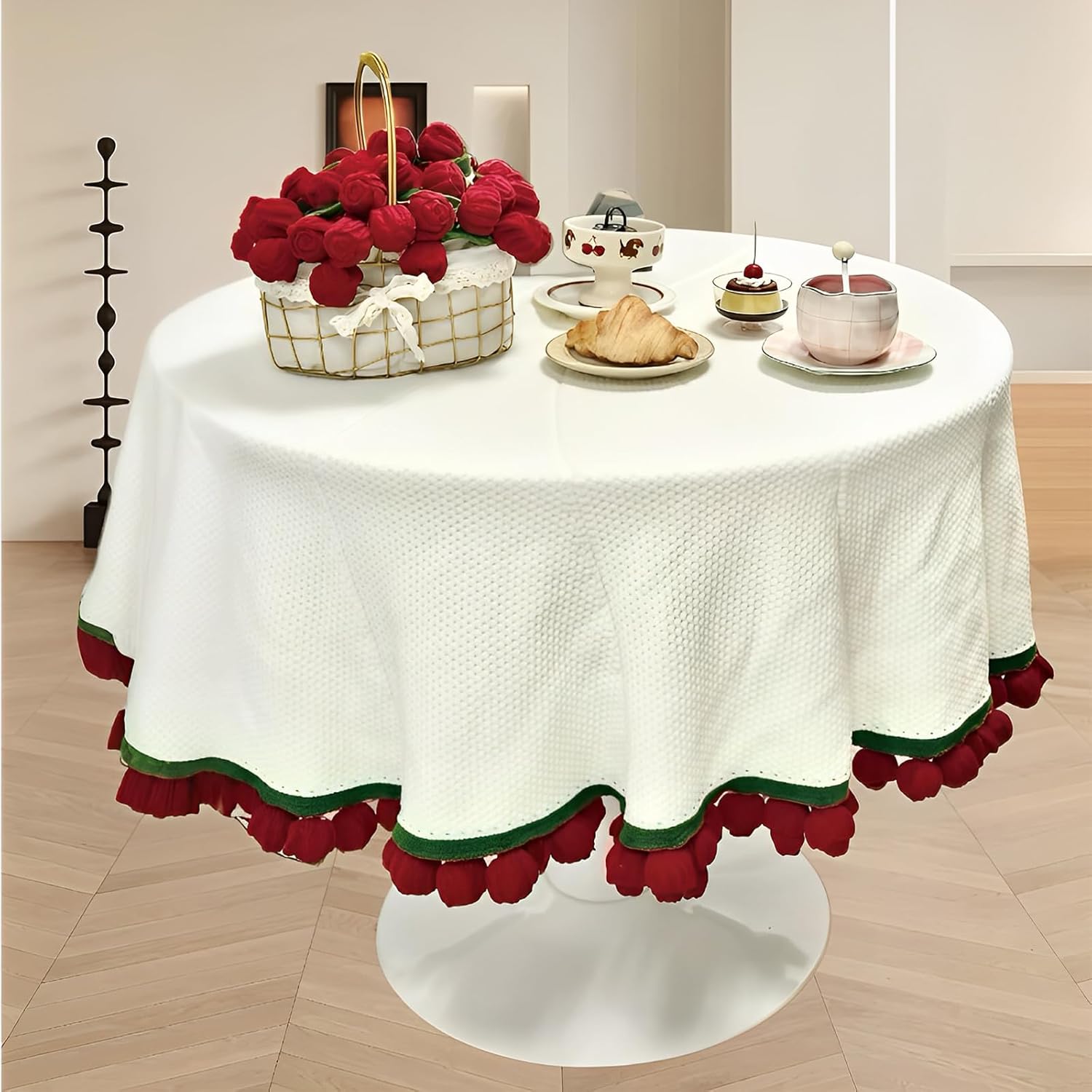 Crochet Flower Rose Bouquet Blanket for Girlfriend DIY Handmade Blanket Soft and Lightweight Romantic Knitted Throw Blankets Gifts for Mother's Day Birthday Home Decor Red 33 Flowers 31.5 Inch