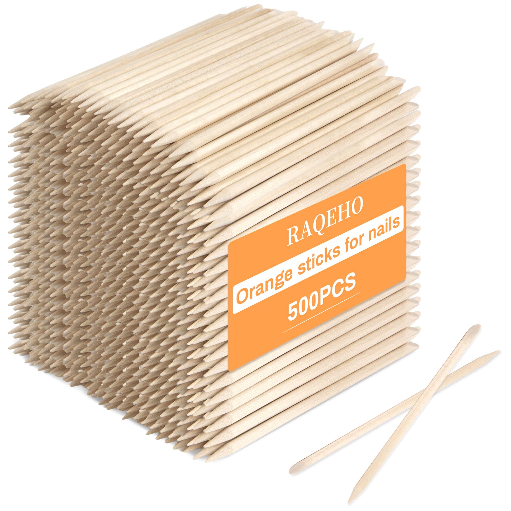 500 Stück orangefarbene Sticks für Nägel – Einweg-Nagelhautschieber aus Holz, Palitos De Naranjo para UñAs Nagellackentferner, Maniküre, Pediküre, Kunstbedarf, Heimsalon