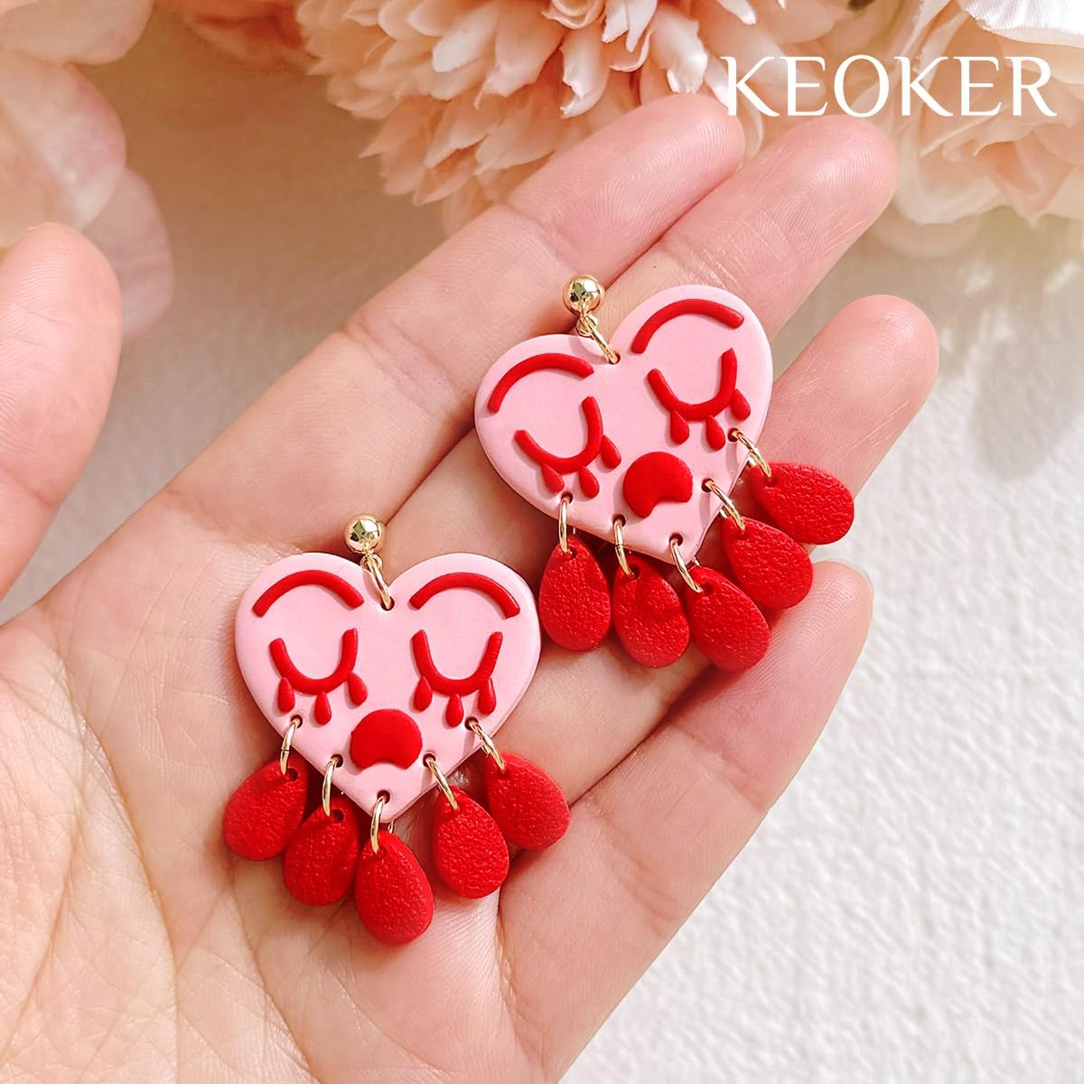 Keoker Heart Clay Cutter - Valentines Polymer Clay Cutters for Earrings Making, 7 Size Hearts