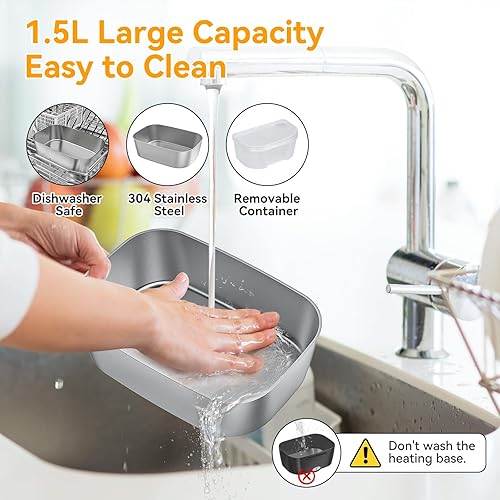 Miniatura 5 de Vingud Fiambrera eléctrica para adultos, lonchera calentada, calentador de alimentos, lonchera portátil de 80 W para hombres/coche/camión con