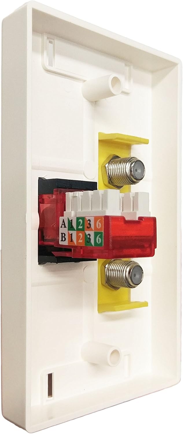 R.J.Enterprises® - Wall Plate Dual CATV and C5e-RJ45 (5p/per Pack)