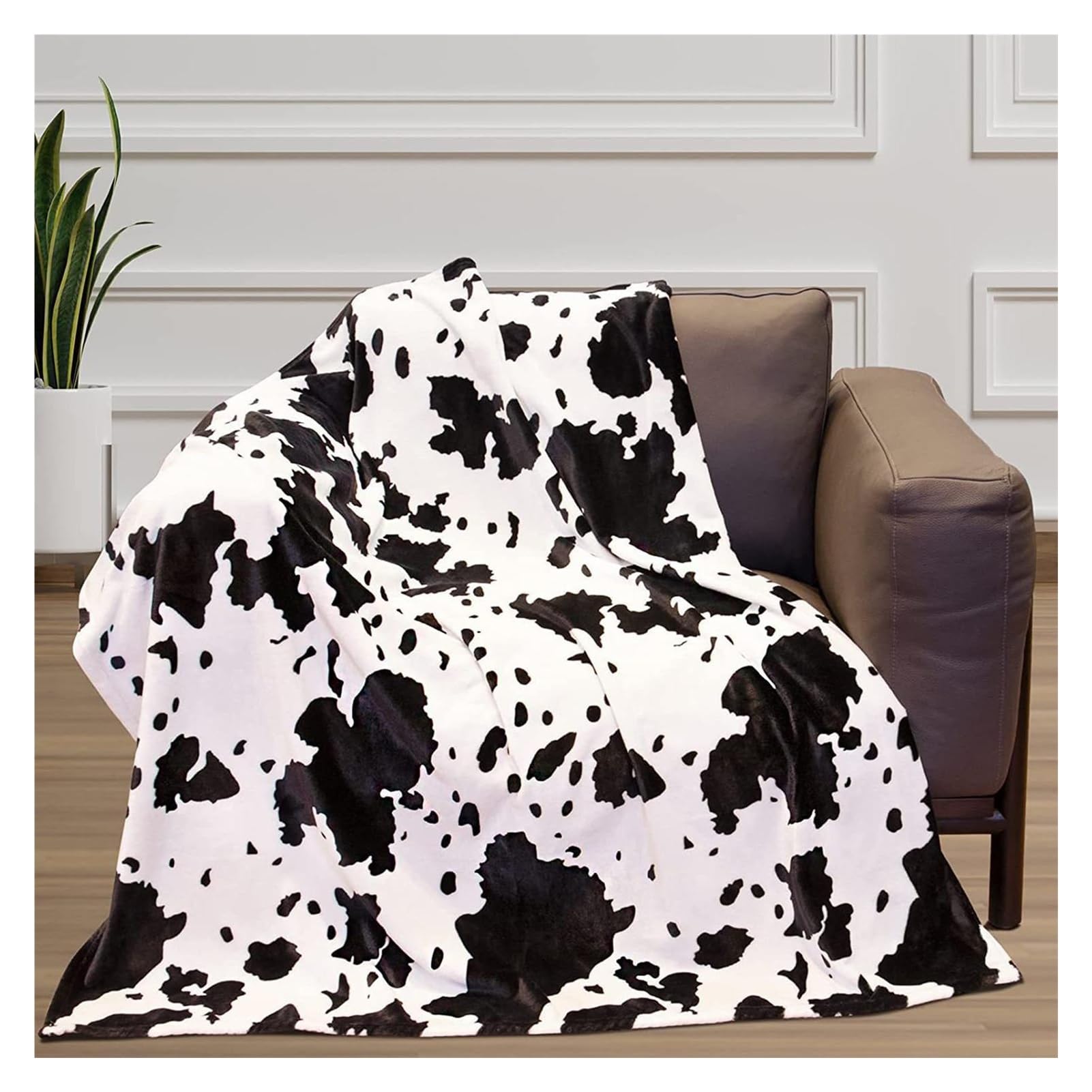 Koe Print Deken Pluche Flanel Fleece Gooi Deken Zachte