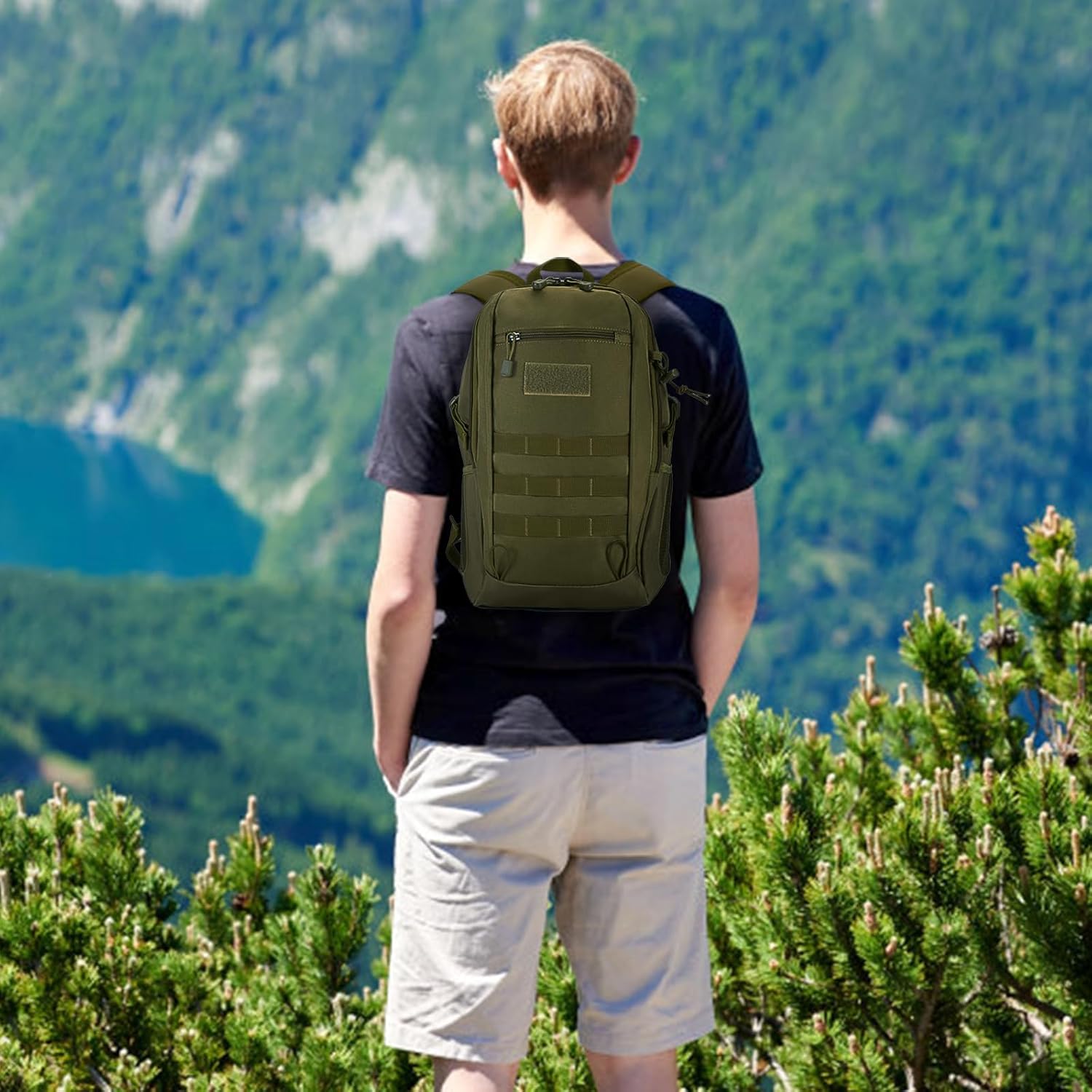 HUNTVP 10L/20L/30L Tactical Backpack Military MOLLE Backpack Rucksack Gear Tactical Assault Pack for Hunting Camping Trekking (20L-Army Green)