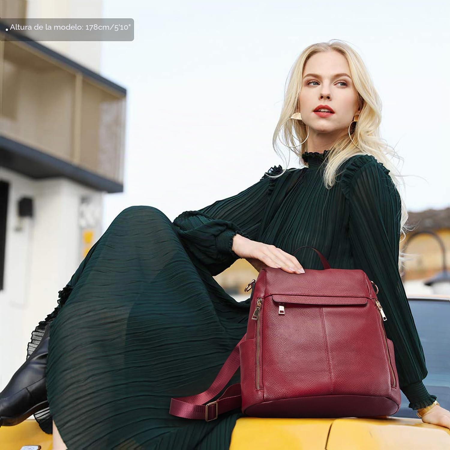 Kattee Mochila antirrobo para mujer, bolso de hombro de piel auténtica, bolsos de moda para mujer