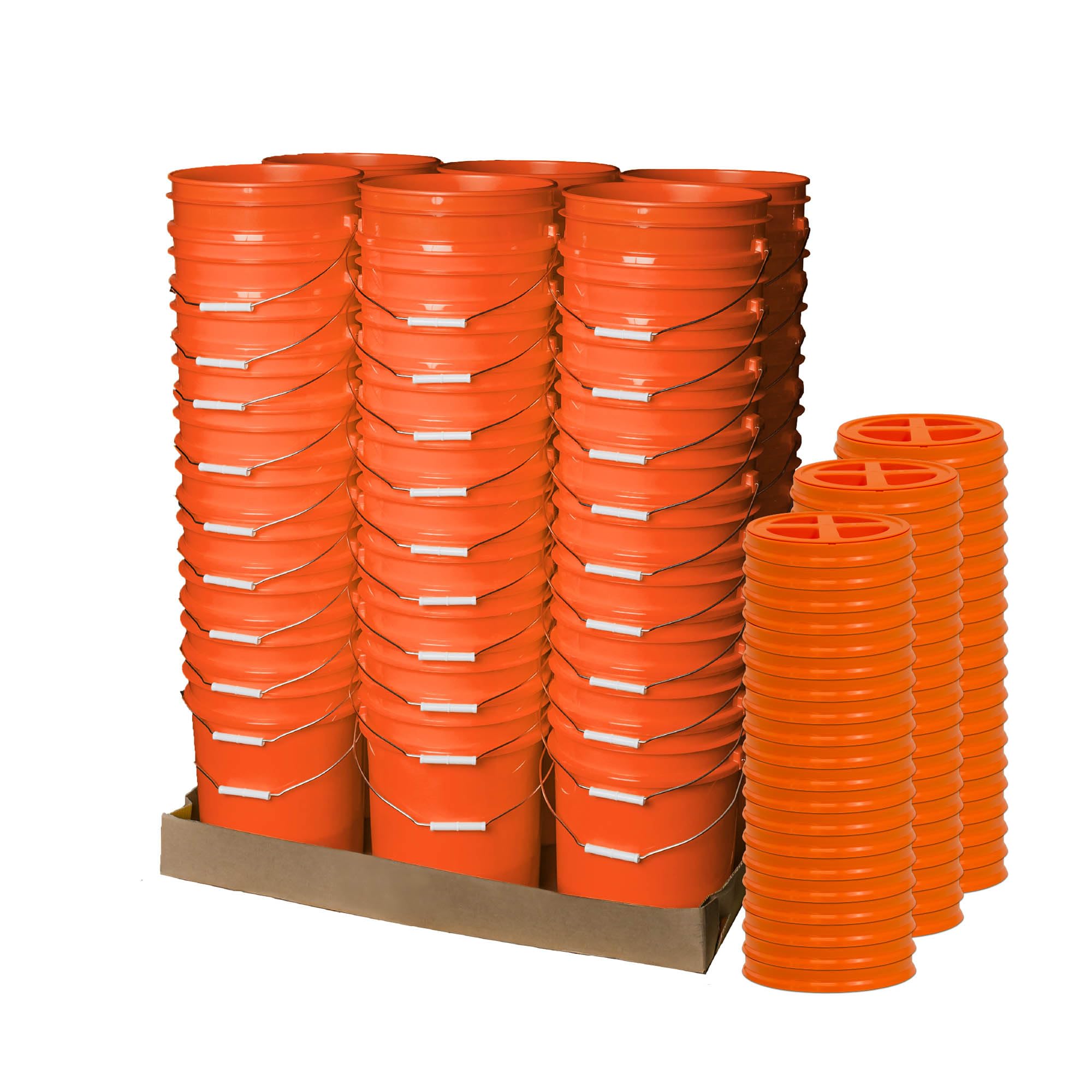 ePackageSupply 5 Gallon Bucket - Food Grade Bucket with Airtight Gamma Seal Screw-On Lid, BPA-Free, Heavy-Duty 90 Mil HDPE Plastic, Bulk Storage, Durable Container, Made in USA, Orange/Orange,60 Packs