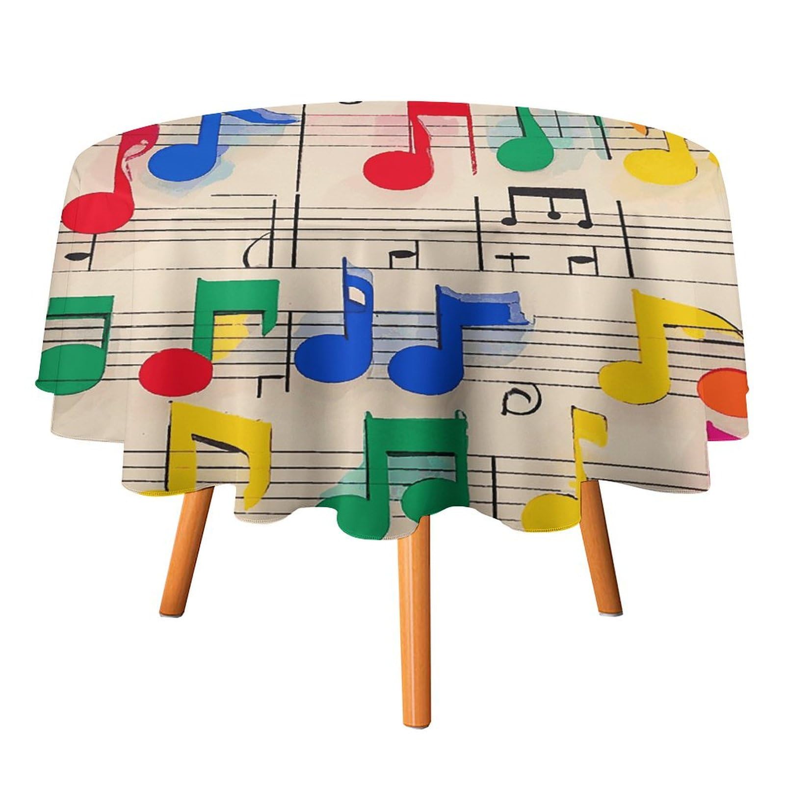 Nappe ronde décorative d'extérieur motif musique coloré