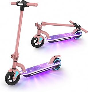 Elektroroller für Kinder von 6–14 Jahren, 100cm-150cm Sternen-Farbwechsel-Trittbrettlicht 130W Motor 3 Geschwindigkeitsstufen (6/10/16 km/h) 10 km Reichweite faltbar LED-Display E-Scooter für Kinder