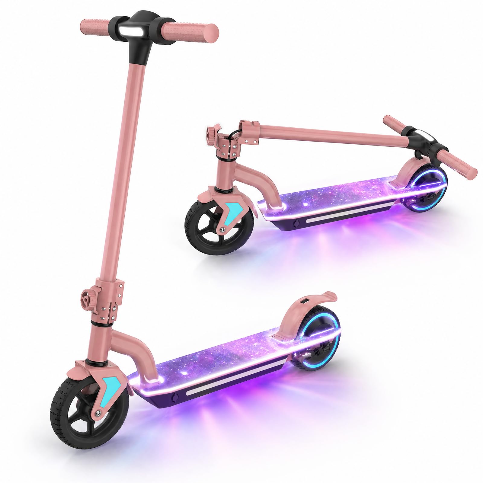 Scooter eléctrico para niños edad 6-16 | Motor de 130 W, 16 km/h, alcance 6-16 KM, velocidad ajustable, indicador LED, patinete eléctrico plegable para niños