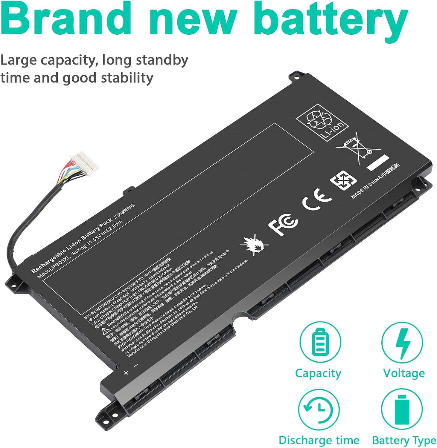 Futurebatt PG03XL Replacement for HP Pavilion Gaming Laptop 15-DK 15-dk0000 15-DK0125TX OMEN 5X FPC52 HSTNN-DB9G HSTNN-OB1I L48430-AC1 L48495-005 L48430-2C1 Notebook Batteries.