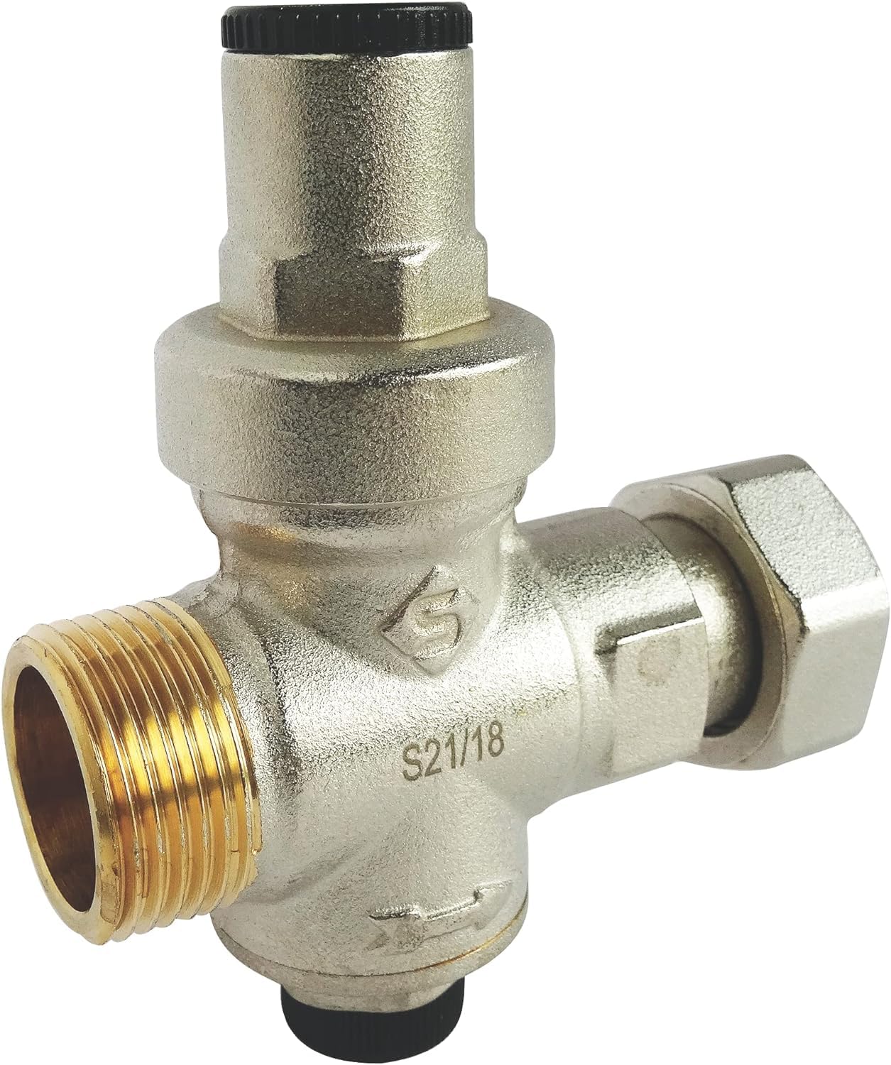 SOMATHERM FOR YOU - Réducteur de pression à piston - Ecrou tournant -Mâle 20/27 - Prise manomètre sur le dessous & Manomètre à raccordement radial M8/13 - Pression maxi 10bar Gris