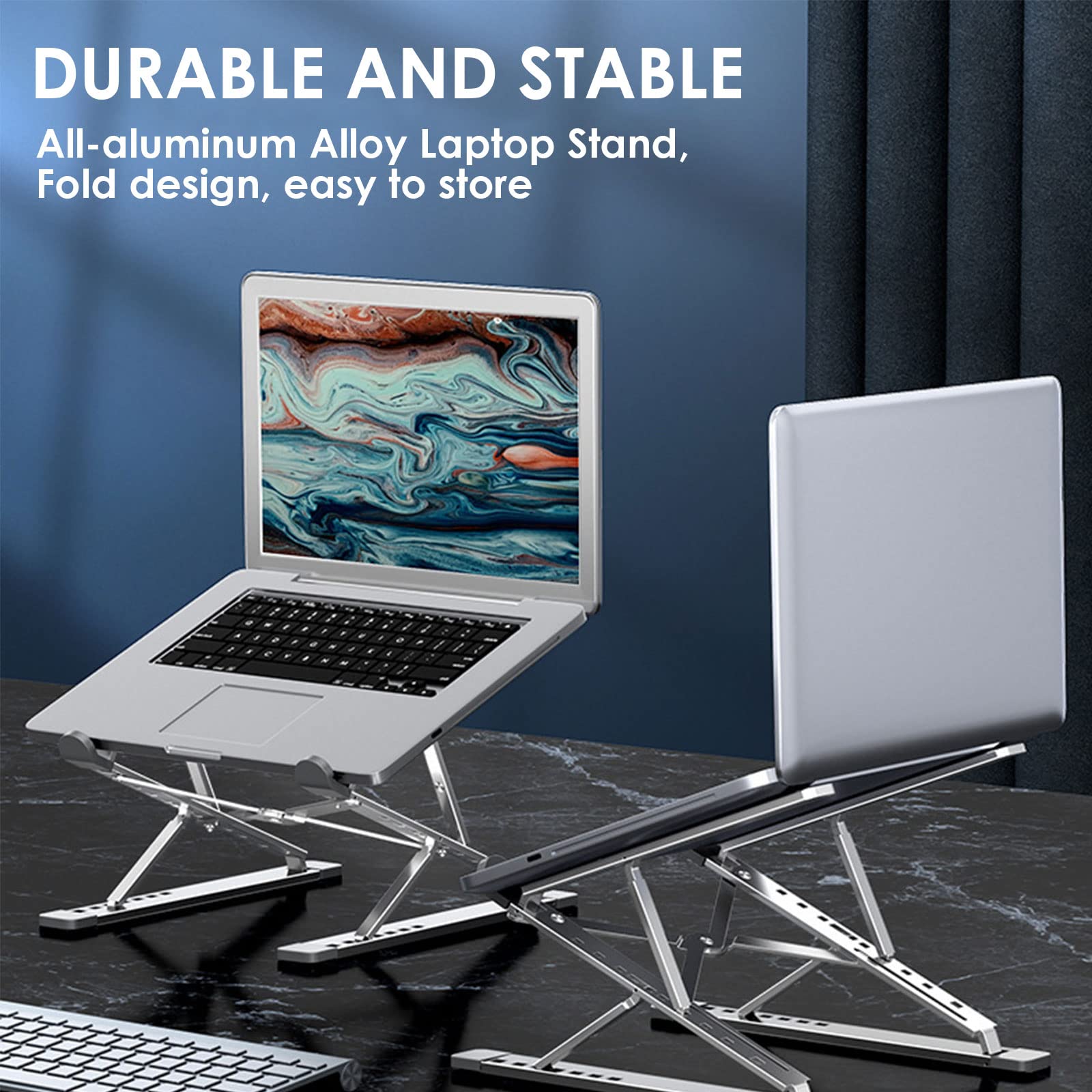 Supporto portatile regolabile per laptop pieghevole da viaggio con ventilazione per un calcolo confortevole