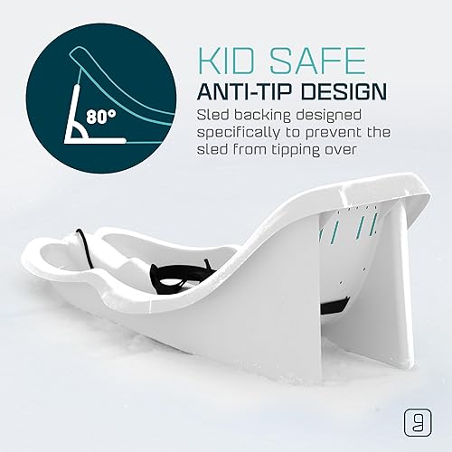 Miniatura 15 de Trineo para bebé, arnés de seguridad de 3 puntos, correa de remolque retráctil, asiento antideslizante, trineos de nieve de plástico resistente