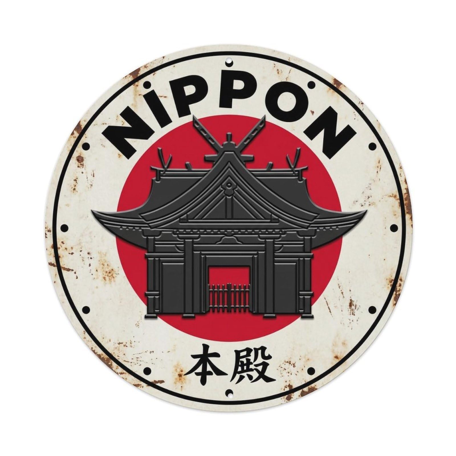 Main Shrine Hall Nippon Sacred Building Rustic Metal Tin Sign