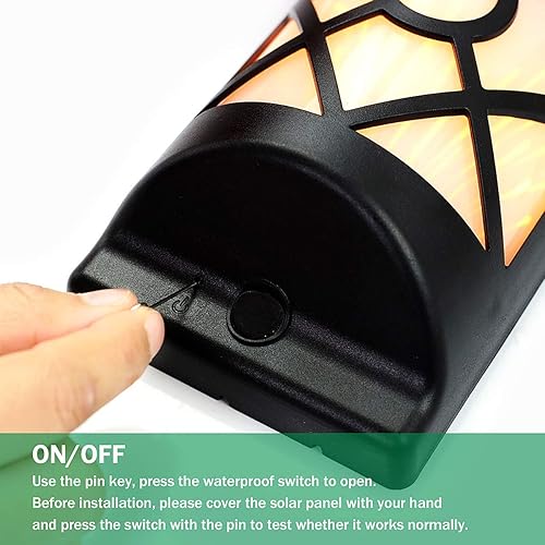 Miniatura 8 de Luces solares de llama para exteriores, luz solar de pared con llamas parpadeantes, efecto de fuego de 66 LED, encendido y apagado automático,