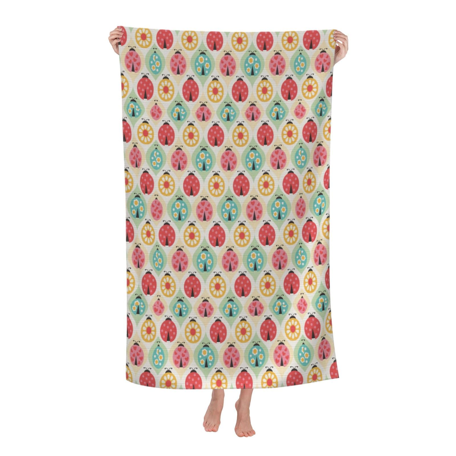 Cbaaghh Ladybugs Cartoon Pattern Print Adult Beach Towels,Beach & Pool Towel,Beach Towels,Towels For Camping