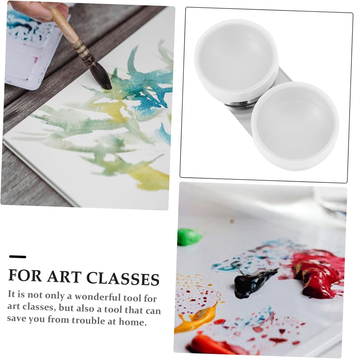 ULDIGI Oil Paint Brush Cleaner Multi-Functional Oil Palettes Cup Steel Jar Lid for Artists