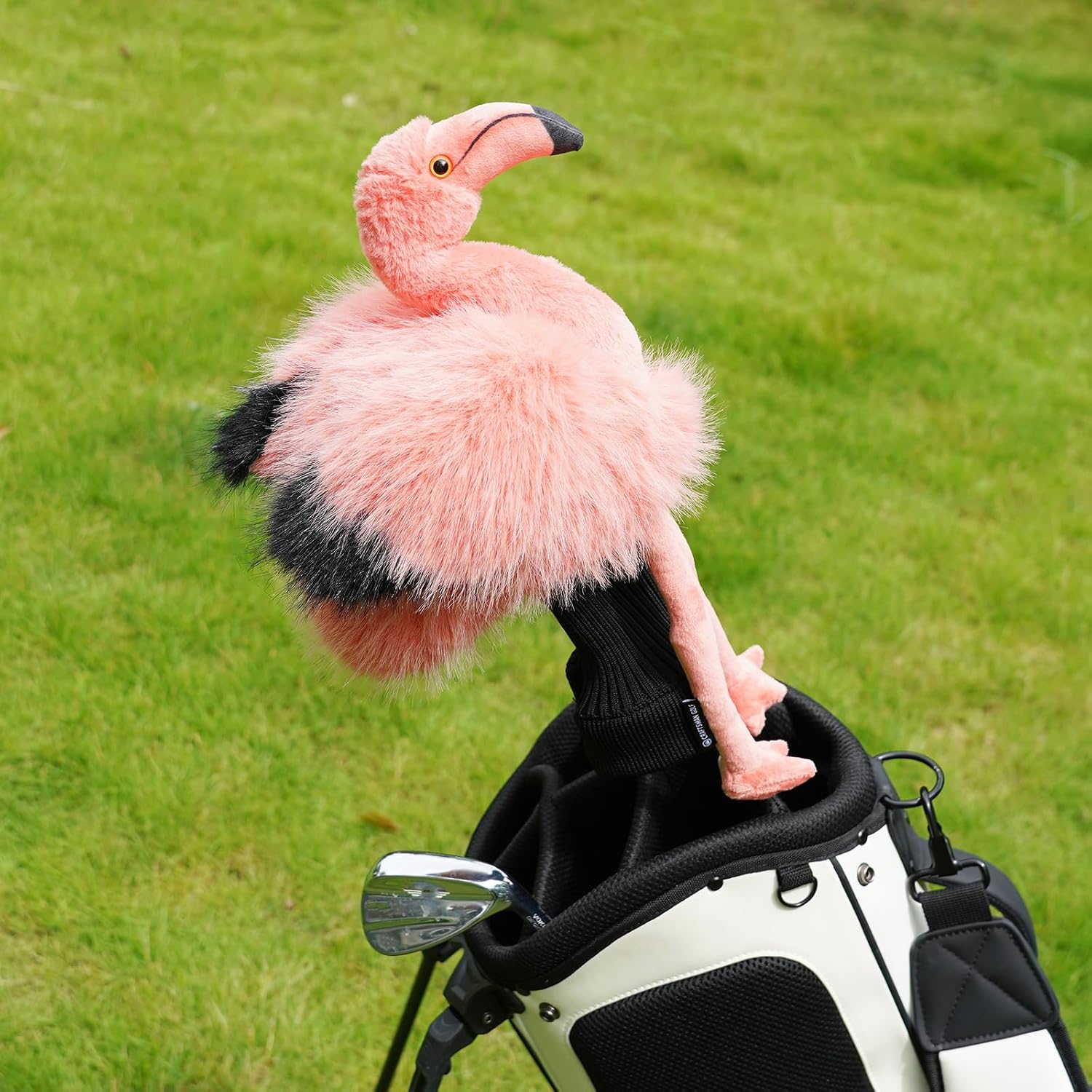 Peachy Pink Flamingo Plush Driver Golf Head Cover image 4